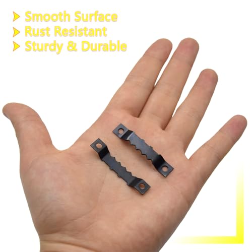 Image of 100 Pcs Sawtooth Hangers Picture Hanging Kit 1.77in Sawtooth Picture Hangers Picture Hooks with Screws Picture Frame Hangers for Photos Artwork Clock (Black /XK-JC)