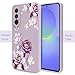 SOPROCAS for Samsung Galaxy A36 5G Case,Cute Floral Design for Women Girls,Soft Slim Drop Protection Flowers Liquid Silicone Phone Cover with Shockproof Anti-Scratch Microfiber Lining,Purple Flower