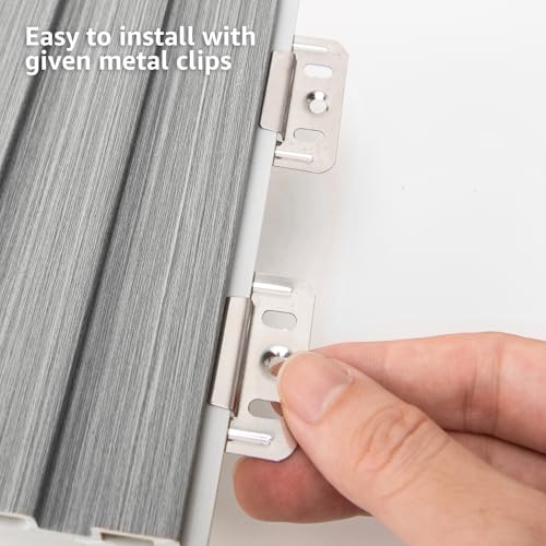 Image of Art3d 96 x 6 Inch WPC 3D Wood Textured Slat Wall Panels, 8-Pack, Gray Oak