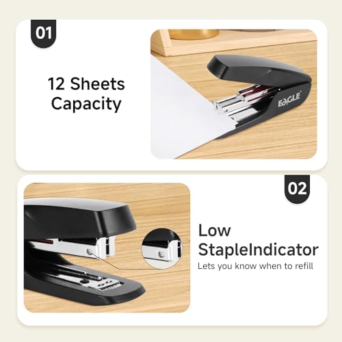 Eagle Stapler with Stapler Remover,12 Sheets Capacity,NO.10 Stapling,Black - Image 3