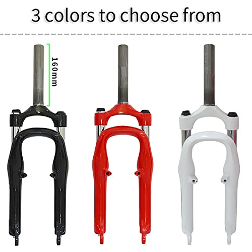 Asiacreate 20-Inch Foldable Bicycle Spring Suspension Fork 1-1/8'' Straight Tube Qr 9X100Mm Mountain Bike Fork B-Pillar Disc Brake Aluminum-Alloy Mtb Front Fork (Color : White, Size : 20Inch) #TOP4