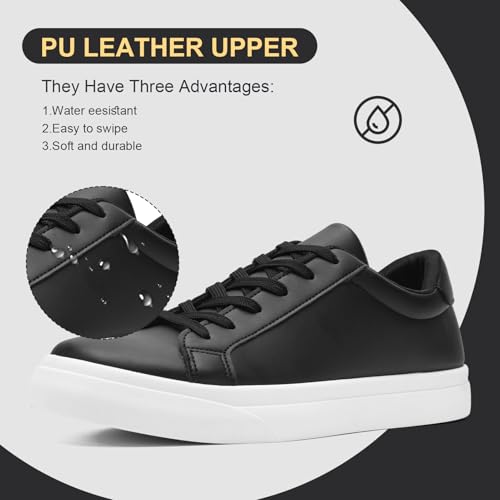 Fashion Sneakers for Men Women, Men’s Black Casual Leather Skate Shoes, Non Slip Comfortable Breathable Tennis Walking Shoes2