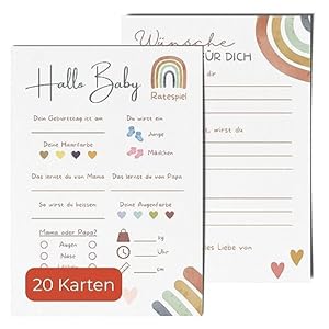 Bartschibär Babyparty Ratespielkarten 20 Stück Rainbow