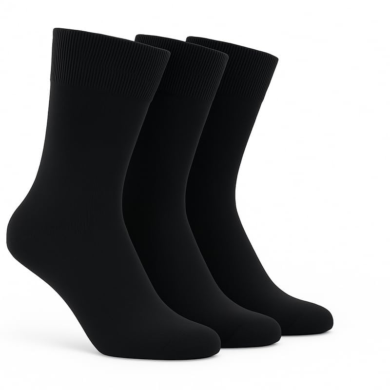 Image of Wens Plain Dark Socks for Girls, Boys, Kids & Men of All Ages (Pack of 3) | Heavy Elastic, Streachable & Comfortable Fit