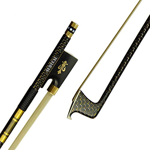 SURVEAL Archet de violon 4/4 en fibre de carbone - Queue de cheval blanche naturelle Syberia avec la meilleure surface élastique et brillante (4/4) Cover