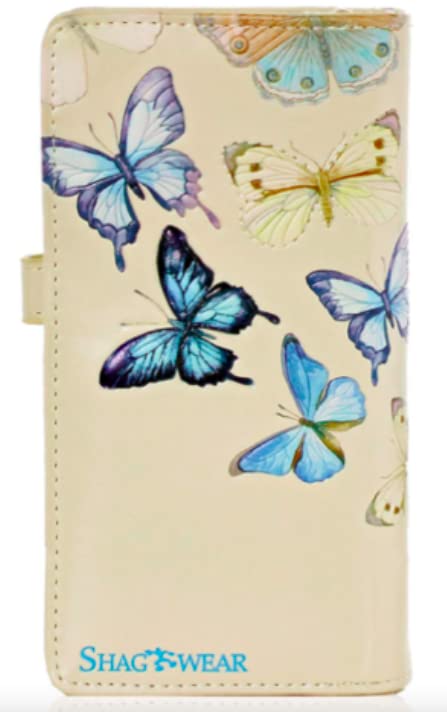 Shag Wear Butterflies Large Butterfly Wallet for Women and Teen Girls Vegan Faux Leather 7" Beige3