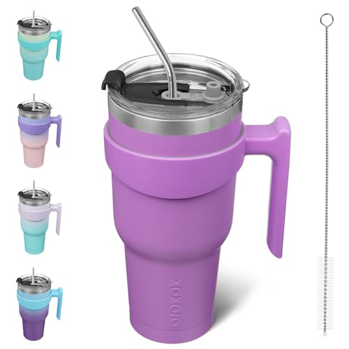 Image of BJPKPK 40 oz Tumbler with Handle & Straw, Insulated Stainless Steel Mug
