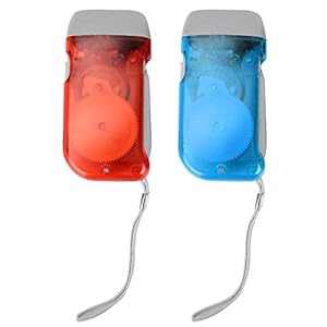 Zer one Outdoor Notfall Taschenlampe Lampe, Mini Tragbare LED Taschenlampe & Multi Nachtlicht, Beruhigendes Leuchten Manuelle Stromerzeugung Aufladen(Rot+Blau)