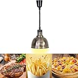 YAOYAOO Wärmebrücke für Speisen, Wärmebrücke Gastro Küche, Kommerzielle Speisenwärmer Lampe 250W, Wärmelampe Essen für Buffet, Einstellbare 60-180mm (Edelstahlfarbe-25cm, 1Stück)