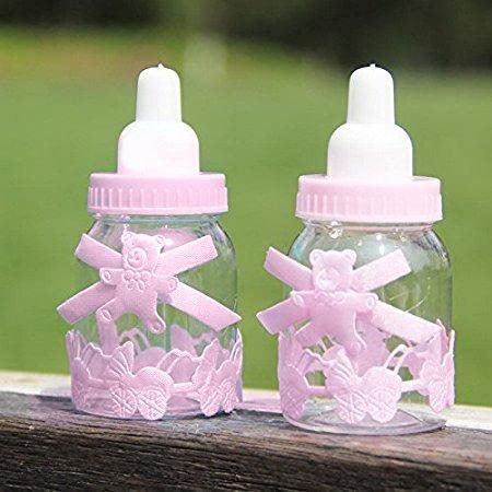 Atpata Funky Mini Baby Bottles (7cms) for Dry Fruit Candy Box/Gifts Decorations/Baby Shower Baby Arrival Feeding Bottle/Party Decor (12pcs. Pink Baby Girl Bottles)-image-14