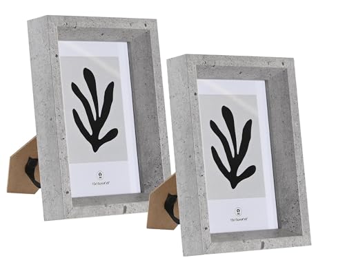LEKE GO Set de 2 marcos de fotos cubo gris de madera con cristal para foto de 10x15 cm (10x15 cm)