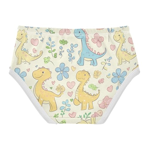 Wusikd Cute Dinosaurs Colors Girls' Underwear Cotton Yellow Girls Briefs Soft Toddler Underwear 2T2