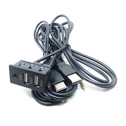 SUCHUANGUANG 1,5 M, Montaje Empotrado para salpicadero de Coche, Panel de Puerto AUX USB, Cable de extensión USB Doble, Adaptador, Cable de extensión, plástico Negro