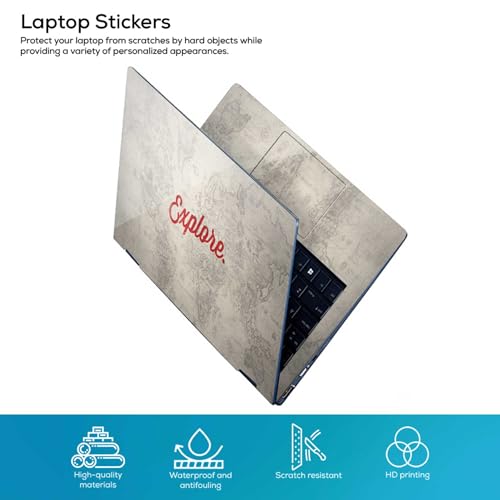 Image of Galaxsia Explore The World Full Body Vinyl Laptop Skin /Sticker /Cover Upto 15.6 Inches Laptops Laminated-Removable-HD Quality Compatible for Hp-Dell-Sony-Lenovo-Asus etc.(15x10 Inches)
