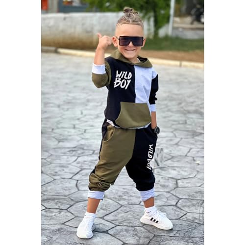 2-6T Toddler Baby Boy Clothes Color Blocking Hoodies + Pants Fall Winter Outfits3