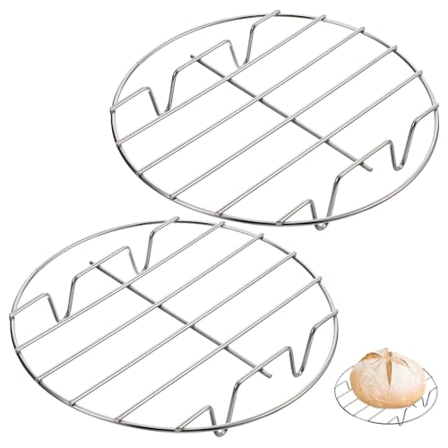 2Pcs Stainless Steel Round Cooling Rack Set, 6.9"Wire Rack for Cooking, Air Fryer Racks for Pots, Baking, Steaming, Food Cooling