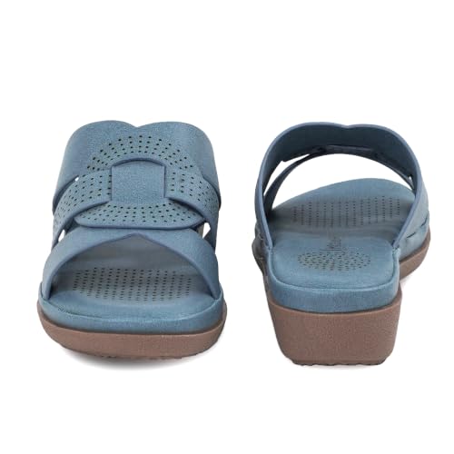 Image of Moshun Criss Cross Sandals for Women & Girls | Multi Strap & X Strap Flat Sandals, Bounce Back Technology Footbed with Adjustable Strap, Anti-Slip Sole | Lightweight Daily Wear Casual Slip-On Sandals