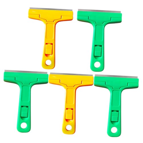 HOMSFOU 5 piezas Herramientas Raspadoras Plásticas Multifuncionales para Limpieza de Vidrios y Juntas Mango Antideslizante Resistente para Eliminar Adhesivos y Manchas el Color Aleatorio