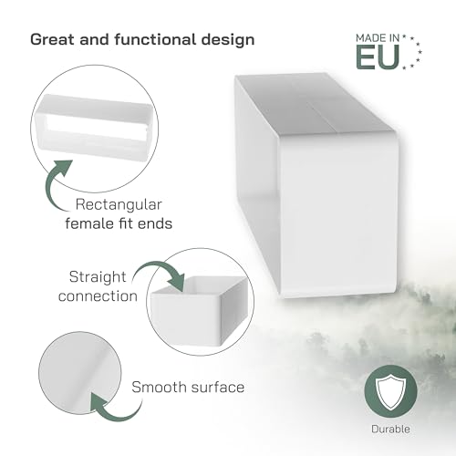 Vent Systems 220x90mm flach Rechteckiger Rohrverbinder für die Rohrverbindung. Lüftungssystem, Heizen, Kühlen.