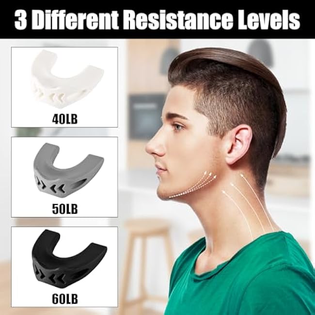 3pcs Silicone Jaw Exerciser, Jaw Trainer Chin Exerciser for Men & Women with 3 Resistance Levels Jaw Trainer Facial Exerciser for Beginner Intermediate Advanced Users (3 Colors)