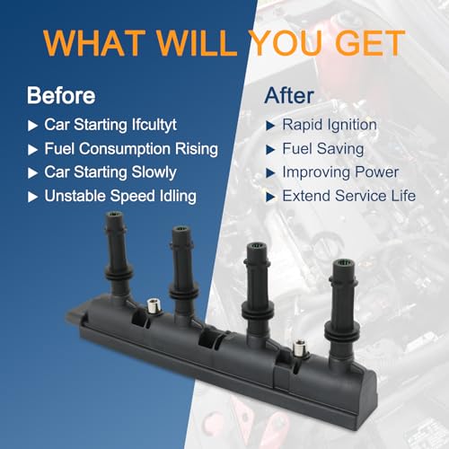 DICMIC Set of 4 Ignition Coil Pack Compatible with Buick Encore Cadillac Elr Chevrolet Cruze Sonic Trax Volt L4 1.4L Replace# UF669, GN10401, 5C1867, D521C, C1810, 25195107 - Thumbnail 5