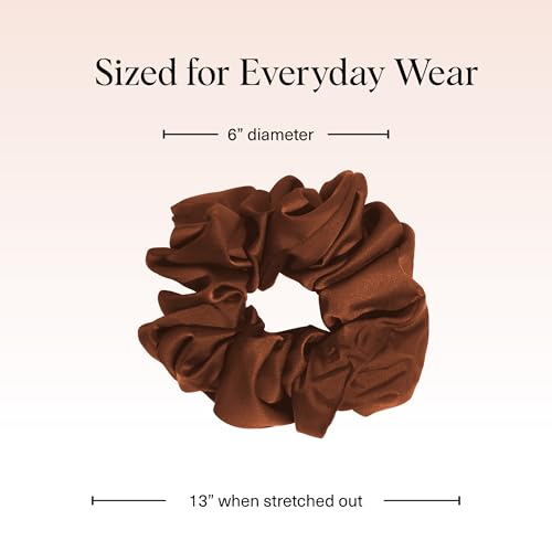 Image of Kitsch Recycled Satin Oversized Scrunchies - Large Hair Scrunchies for Women, Eco-Friendly Hair Ties & Ponytail Holders | Ideal Gifts for Women - Camel & Cream, 2pc Set
