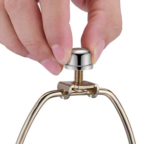 Canomo Pack Of 8 Solid Metal Lamp Finials Caps Tapped 1/4-27 For Lamp Shade Holder Harp, 1/2 Inch Tall, Nickel #TOP4