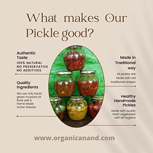 Image of Organic Anand Homemade Seedless Hing Mango Pickles 350gram Oil-free Traditional Khatta Aam ka Achar, No preservative