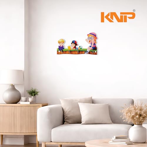 Image of KNP Art Acrylic Key Holders, Premium HD UV Printed, Multipurpose Key Stand for Home, Office Decor, Weather Proof, Anti-Rust, Wall Mounted Key Holder, Cartoon Theme, (3 Cartoon Kids)