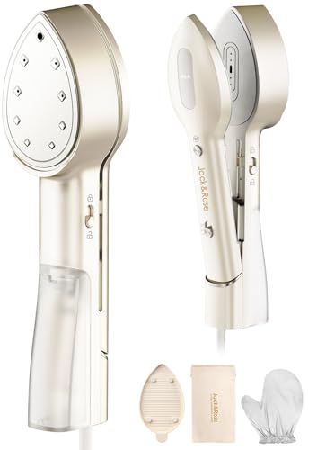 Jack & Rose Piastra a vapore, 100 – 240 V, doppia tensione, Steamer compatto con 6 + 1 modalità di tessuto, 15 secondi di riscaldamento rapido, 1000 W per viaggi in tutto il mondo