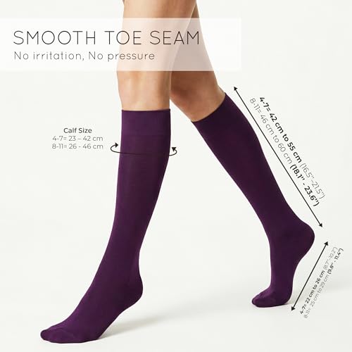 Image of Mysocks Knee High Socks for Women Men Combed Cotton Seamless Toe Tall Long High Socks