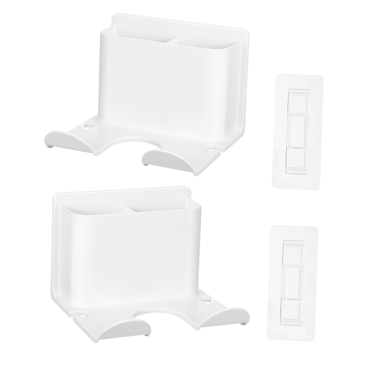 DECOMELODY 2pcs Wall Hair Dryer Rack Adhesive Mount No Drill Dual Holder for Hair Dryer Tools Bathroom Storage Organizer Modern Design