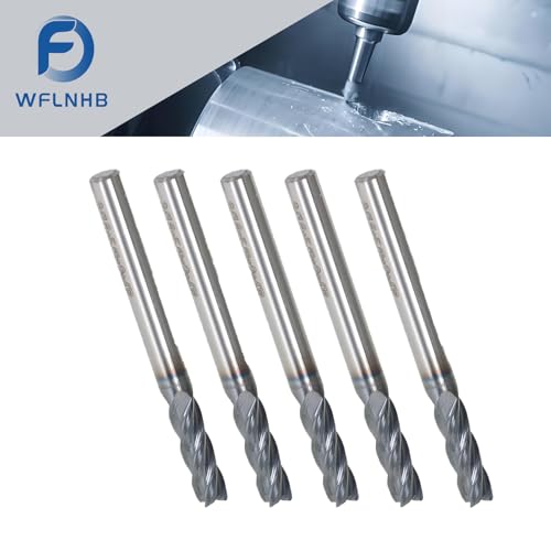 Image of WFLNHB 5PCS 3 /16 Inch 4 Flute Helix Carbide End Mill Fit for Machining Flat Surfaces Steps Grooves Formed Surfaces and Cutting Workpieces on Milling Machines