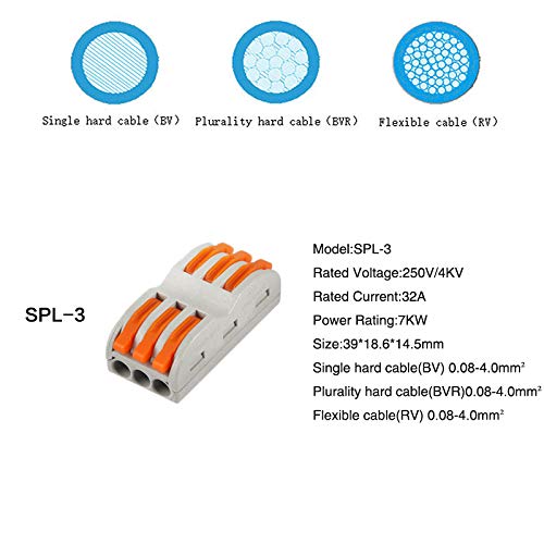 10 x SPL-3 elektrische Verkabelungsklemmen, Schnellverbinder für Lampen und Taschenlampen.