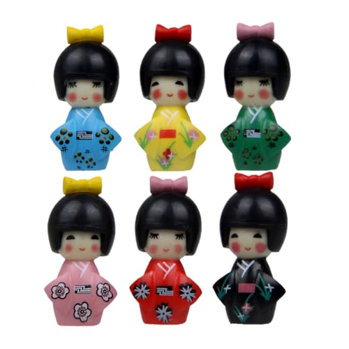 WUSJCOF Estatua Decorativa Japonesa, Miniatura de Niña con Kimono, Decoración de Mesa Japonesa, Adorno Japonés (6 Colores)