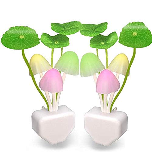 EVERNEST 2 Pack Led Night Light w/Dusk to Dawn Sensor, 0.6W Plug-in Night Light Lamp,Night Lights for Kids Adults Mushroom Night Light Wall Lamps NightLight (Pack 2)