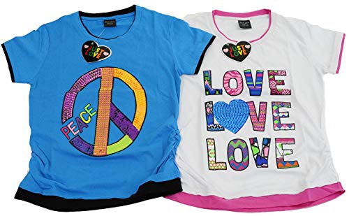 Just Love Ruched Side Graphic T-Shirts for Girls (Pack of 2)