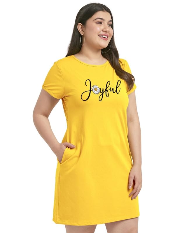 Women’s Cotton Nighty | Printed Knee Length Nighty | Short Sleeve Night Gown | Short Nightdress | Long T-Shirt | Regular Fit Night Gown | Nightwear Long Top
