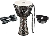 Meinl Percussion Djembe Bundle with Foot Tambourine and Free Shaker, Travel Series-NOT Made in...