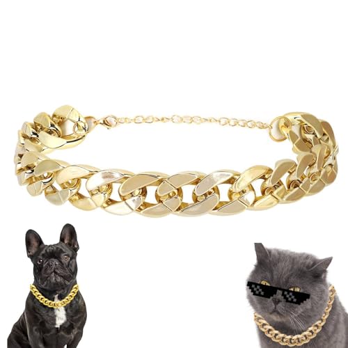 Collana con collare per cani da compagnia Accessori per gioielli in oro alla moda per Bulldog francese di piccola taglia