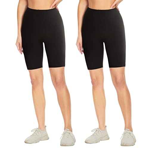 Campsnail Radlerhose Damen Kurze Leggings High Waist Shorts Blickdicht Cool Sommer Lange Unterwäsche Sportshorts für Alltag & Sport(2er-Schwarz*2,Extre Plus Size(DE 50-54))