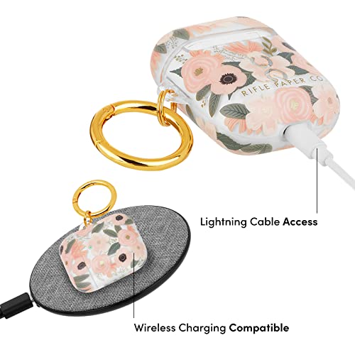 Rifle Paper Co. Protective Airpod Series 1 And 2 Case Cover, Soft Silicone Cover With Gold Keychain Ring For Men And Women, Front Led Visible – Wild Flowers #TOP2