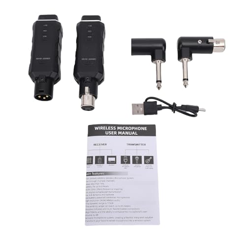 Sistema inalámbrico de micrófono SUNGOOYUE, transmisor y receptor XLR con batería recargable y alcance de 100 m, para micrófonos dinámicos, instrumentos, computadoras, mezcladores y sistemas PA (1 por 1)