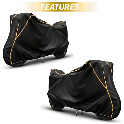 Image of Waterproof Bike Body Cover Compatible with Tvs Apache RTR 160 Dustproof Scratchproof - Motorcycle Cover for Two Wheeler, Outdoor Full Cover with UV, Duty, Rain Protection (Black & Yellow) R1