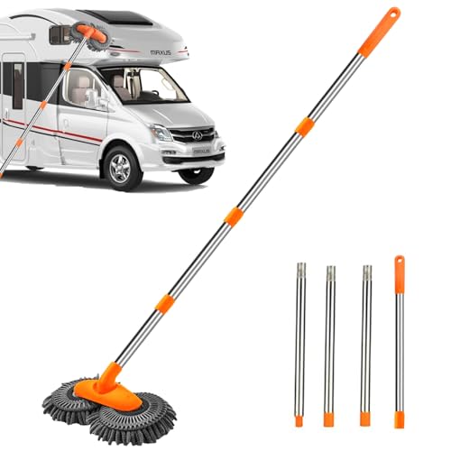 71Nmly Car Wash Mop with Long Handle,Telescopic Rotating Car Wash Brush, 360° Rotating Car Cleaning Brushes,Double Head Washing Brush,Window Cleaning Tool for Car Washing/Mopping/Glass Cleaning