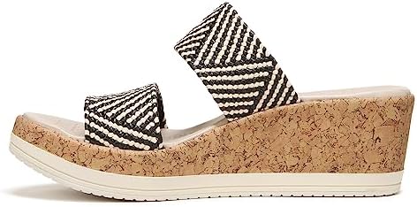 BZees Womens Resort Cork Strappy Wedge Sandal, Black Natural, 8 Wide US | Image 4