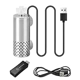 DONGKER Écumoire Électrique pour Aquarium,Ecumeur de Surface USB en Acier Inoxydable avec 2 Ventouses Puissantes pour Aquarium Domestique
