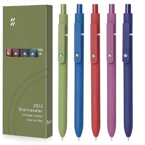 Image of FIOVER Gel Pens 5pcs 0.5mm Quick Dry Black Ink Fine Point Pens