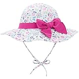 Zando Unisex Sonnenhut Baby Kinderhut Strandhut Babymütze Sonnenschutz UV-Schutz mit Breite Krempe für Mädchen und Jungen Weiße Blumen 4-8 Jahre (Tag Size XL)