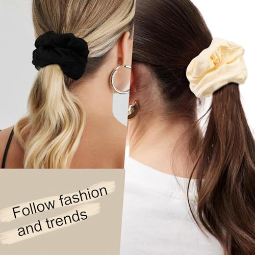 Image of 6 Pack Hair Scrunchies for Women - Hair Ties No Damage Both for Thick Hair or Thin Hair Curl Hair No Crease Scrunchies Ponytail Holder No Hurt Your Hair